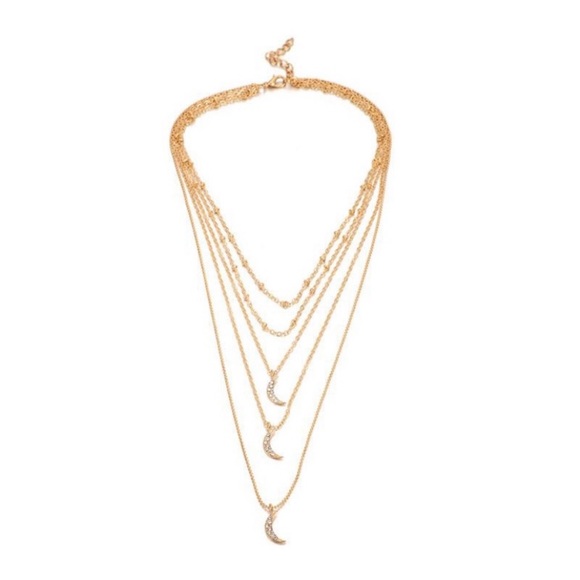✨2/$20✨Boho 3 moon rhinestone layered necklace - Picture 4 of 5